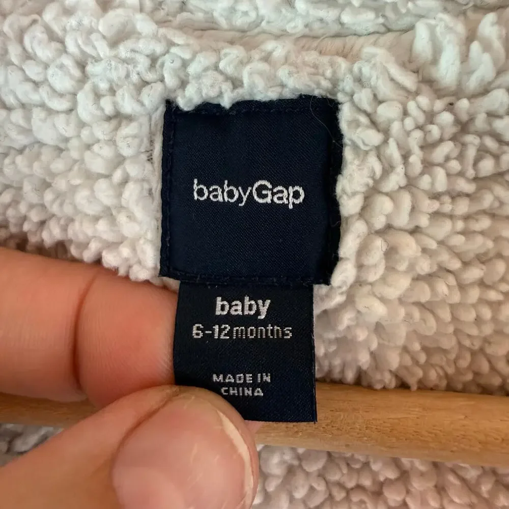 Baby Gap 6-12 Months Bunting Sherpa Fleece Plush Snowsuit Boy Girl Bear Ear Hood